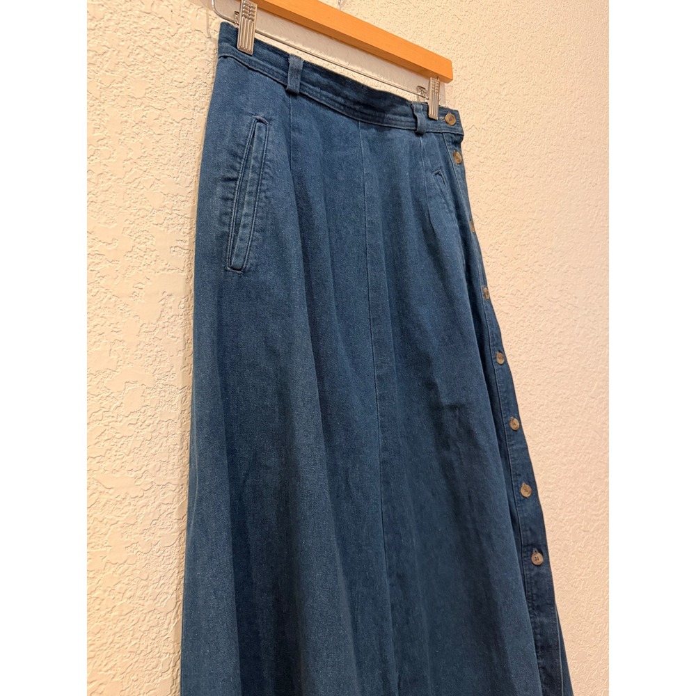 Talbots Indigo Button-Trim Denim Midi Skirt - Picture 3 of 9